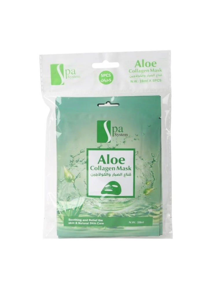 Spa System Aloe Vera & Collagen Face Mask - 28ml × 5 pcs