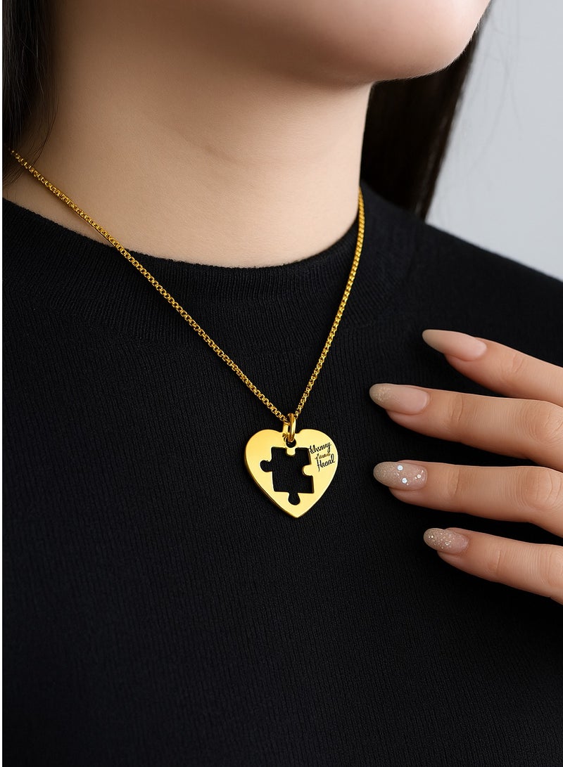 Ringfinity Matching Couple Necklace Set - Interlocking Heart Puzzle Pendants - Hypoallergenic 304L Stainless Steel Jewelry - Valentine’s Day Gift for Couples in Red Gift Box - Image 5