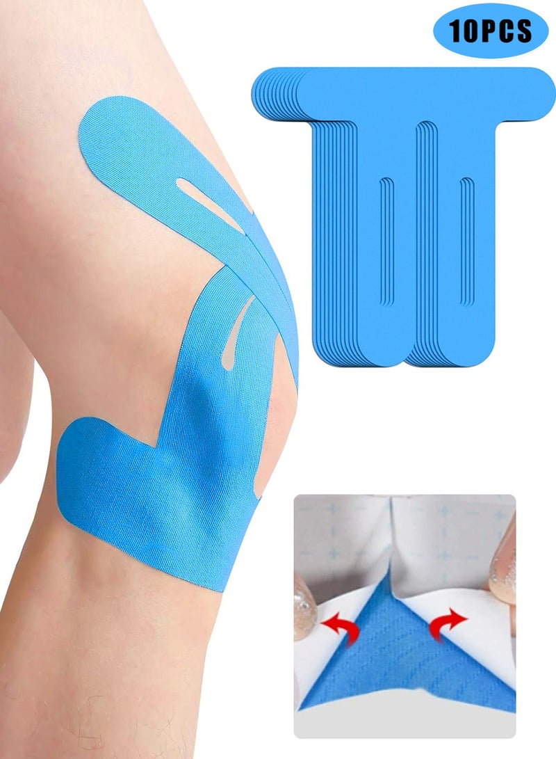 Cuken 10 Count Kinesiology Tape for Knees, Pre-Cut Waterproof KTquick Original Cotton Knee Tape, Flexible & Durable Sports Tape for Support & Comfort During Workouts (Blue)  - Image 5