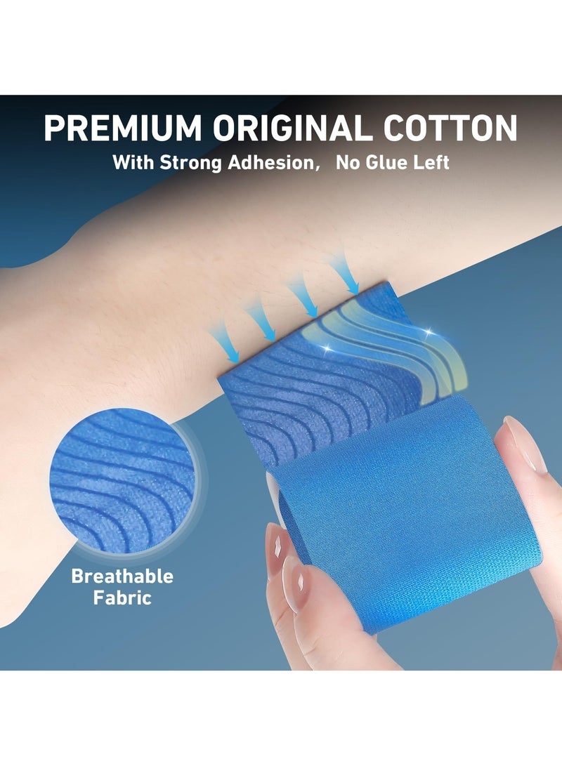 Cuken 10 Count Kinesiology Tape for Knees, Pre-Cut Waterproof KTquick Original Cotton Knee Tape, Flexible & Durable Sports Tape for Support & Comfort During Workouts (Blue)  - Image 3