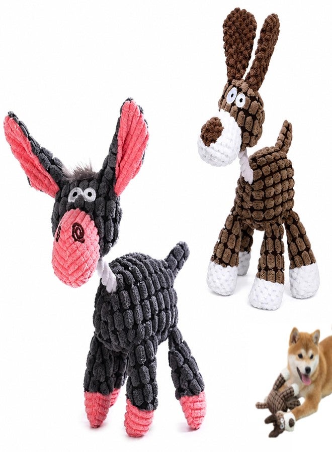 Durable Plush Squeaky Dog Toy for Aggressive Chewers, Tough Chew Toy for Small Medium Large Dogs, Interactive Puppy Teething & Training Toy (Brown & Blue) - Image 1