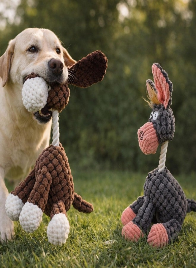 Durable Plush Squeaky Dog Toy for Aggressive Chewers, Tough Chew Toy for Small Medium Large Dogs, Interactive Puppy Teething & Training Toy (Brown & Blue) - Image 4