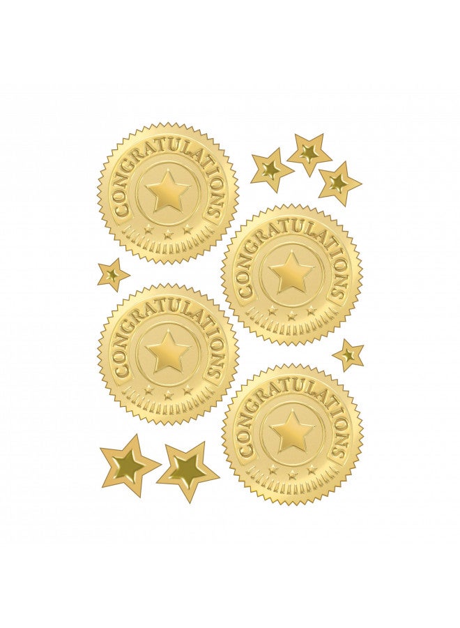 Trend Enterprises Congratulations (Gold) Award Seals Stickers - 4 stickers per sheet, 8 sheets - Image 2