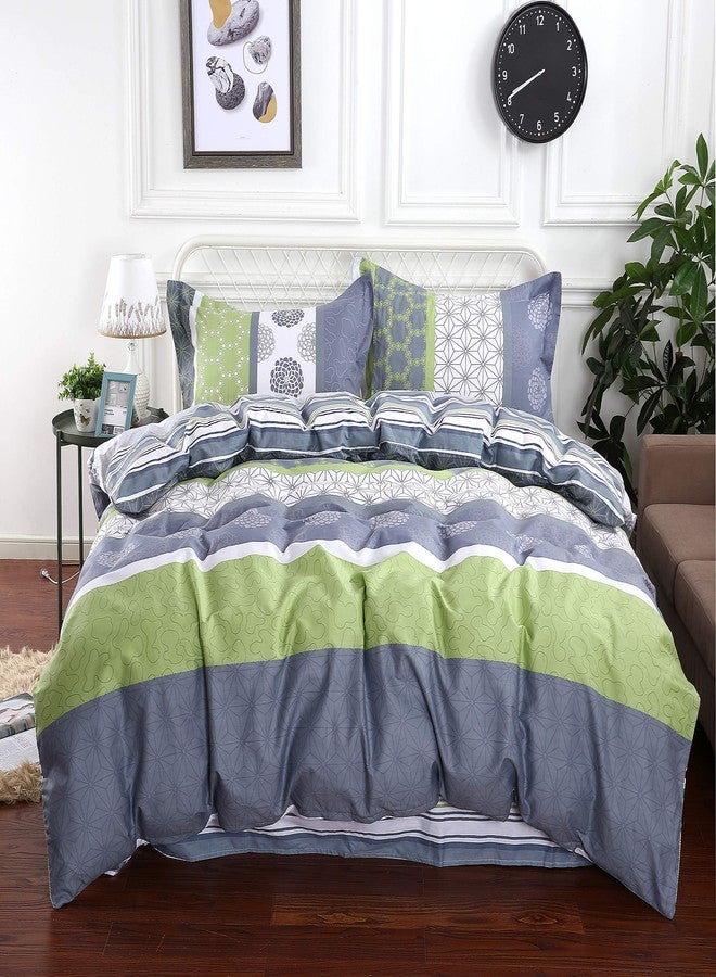 Swanson Beddings مجموعة أغطية السرير سوونسون بيدينغز: لحاف وأغطية وسائد 100% قطن مع قشرة خارجية بنمط هندسي وزهري بألوان الرمادي والأبيض والأخضر كينغ - Image 4