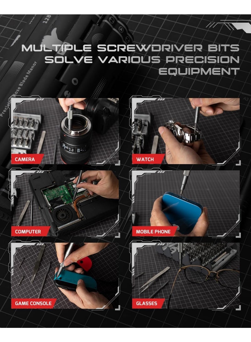 128-in-1 Precision Mechanical Tool Kit, Screwdriver Set, Mini Screwdriver Set, Magnetic Precision Kit for iPhone, Laptop, Camera, and Computer Repair - Image 4