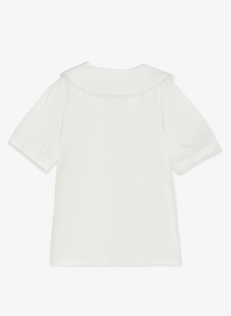 Pinata  White Collar Short Sleeve Cotton Shirt for Women | Best Price UAE