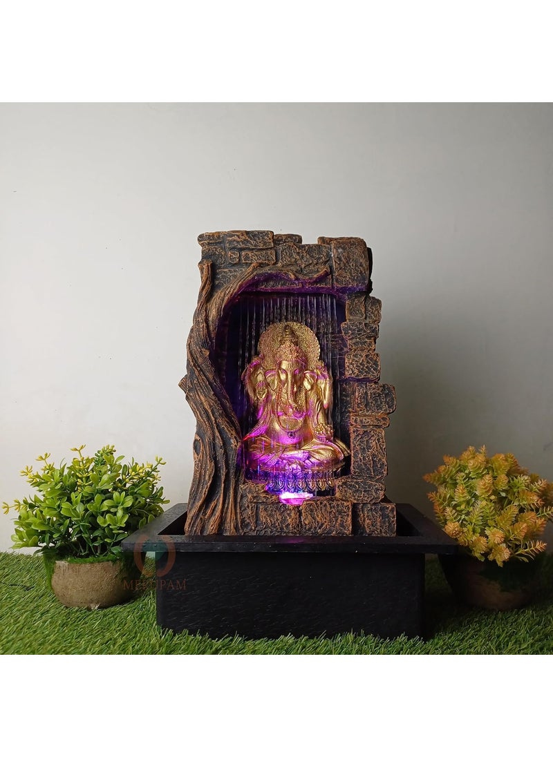 MERUPAM Merupam Ganesha Tabletop Waterfall Fountain with LED Meditation Relaxing Indoor Decoration Zen Fountain for Home Office Bedroom Decoration M10  - Image 1