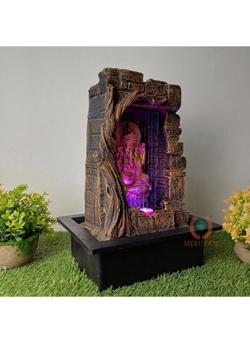 MERUPAM Merupam Ganesha Tabletop Waterfall Fountain with LED Meditation Relaxing Indoor Decoration Zen Fountain for Home Office Bedroom Decoration M10  - Image 2