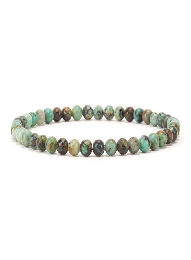 Cherry Tree Collection - Small, Medium, Large Sizes - Gemstone Beaded Bracelets For Women and Men - 4mm Round Beads (African Turquoise - Medium) - Image 1