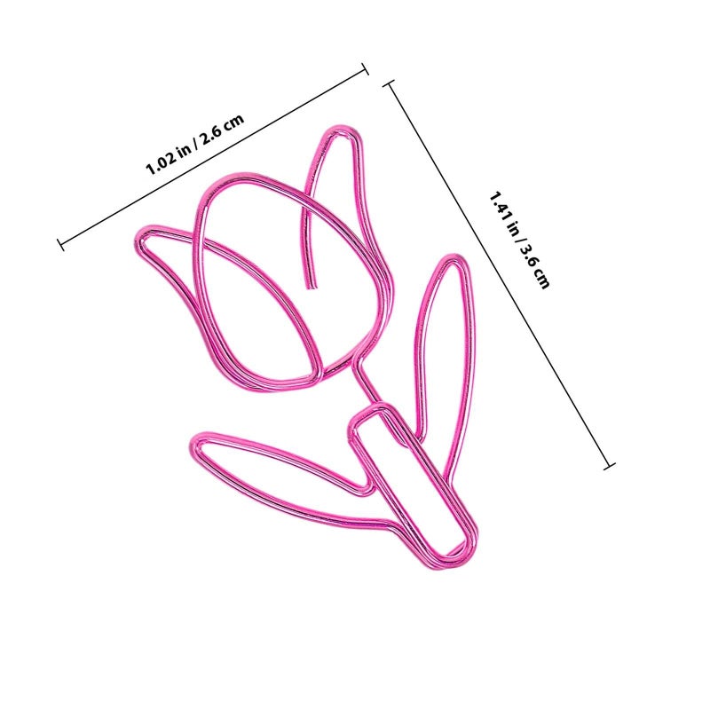 20pcs Pink Tulip Shaped Metal Paper Clips for Office School Home Document Organization - Image 3