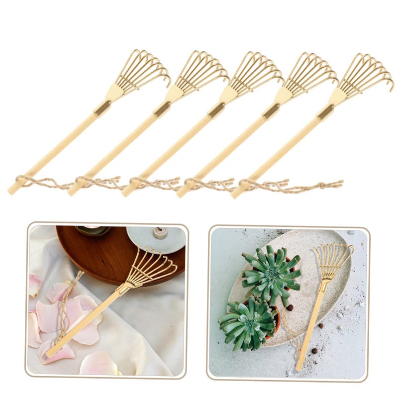 5Pcs Miniature Iron Rakes Small Garden Tools for Potting Ash Raking Lightweight - Image 3