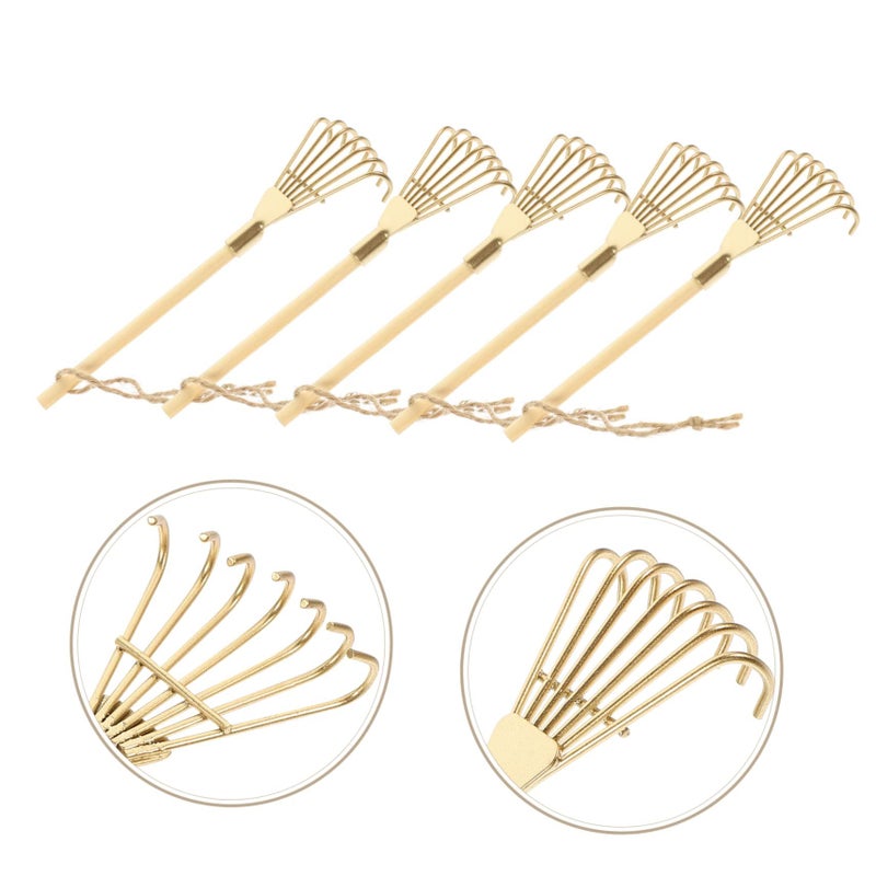 5Pcs Miniature Iron Rakes Small Garden Tools for Potting Ash Raking Lightweight - Image 5