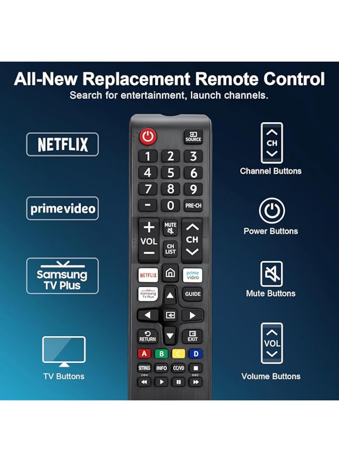 HuHa Universal Remote Control for Samsung Smart TV, Replacement Remote for All Samsung Smart LCD LED Curved Frame Solar HDTV 3D TVs BN59-01315J BN59-01199F  - Image 4