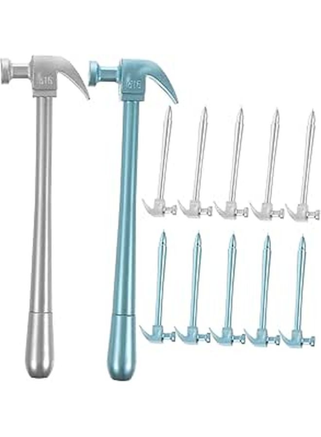 12Pcs Hammer Shaped Gel Ink Pens Medium Black Blue Silver Ergonomic Grip Bulk Pack - Image 1