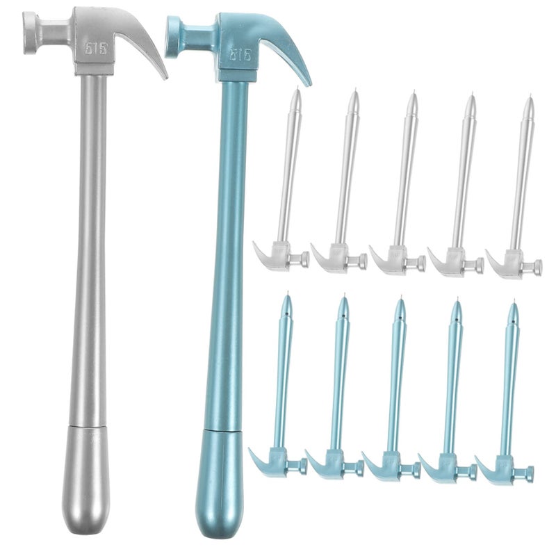 12Pcs Hammer Shaped Gel Ink Pens Medium Black Blue Silver Ergonomic Grip Bulk Pack - Image 2