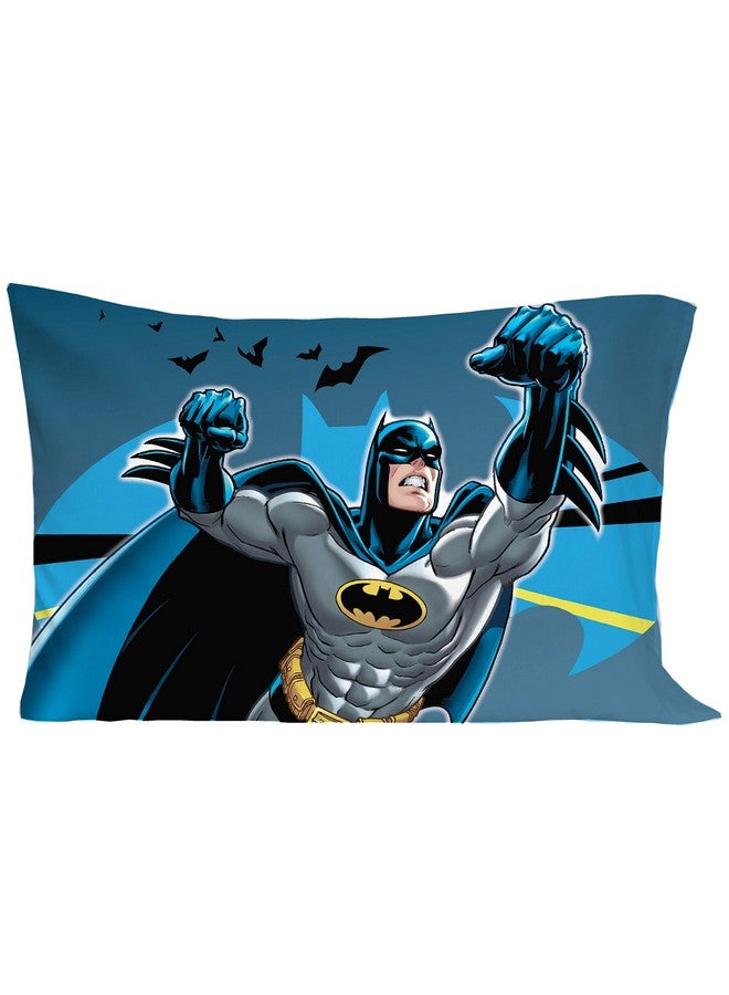 NoJo NoJo Batman - Blue Yellow & Grey 4Piece Toddler Bed Set - Comforter, Flat Top Sheet, Fitted Bottom Sheet, Reversible Pillowcase, Blue, Yellow, Black - Image 5