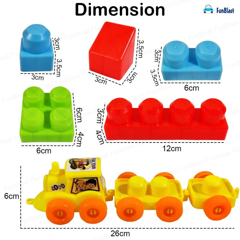 FunBlast Building Blocks for Kids with Wheel, 38 Pcs with 10 Movable Wheels Big Mega Sized Blocks, Block Game for Kids/Boys/Children (38 Pcs & 10 Wheels) - Multicolor - Image 3