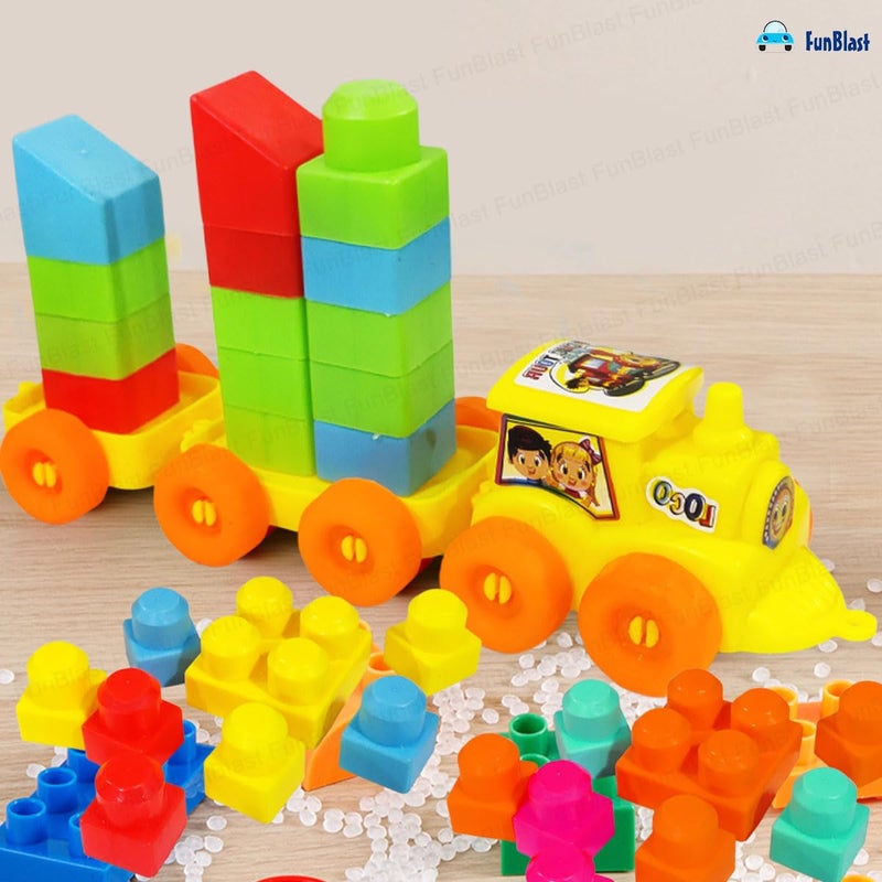 FunBlast Building Blocks for Kids with Wheel, 38 Pcs with 10 Movable Wheels Big Mega Sized Blocks, Block Game for Kids/Boys/Children (38 Pcs & 10 Wheels) - Multicolor - Image 2