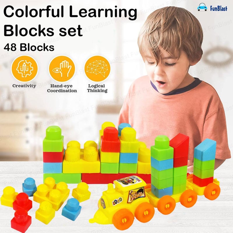FunBlast Building Blocks for Kids with Wheel, 38 Pcs with 10 Movable Wheels Big Mega Sized Blocks, Block Game for Kids/Boys/Children (38 Pcs & 10 Wheels) - Multicolor - Image 4