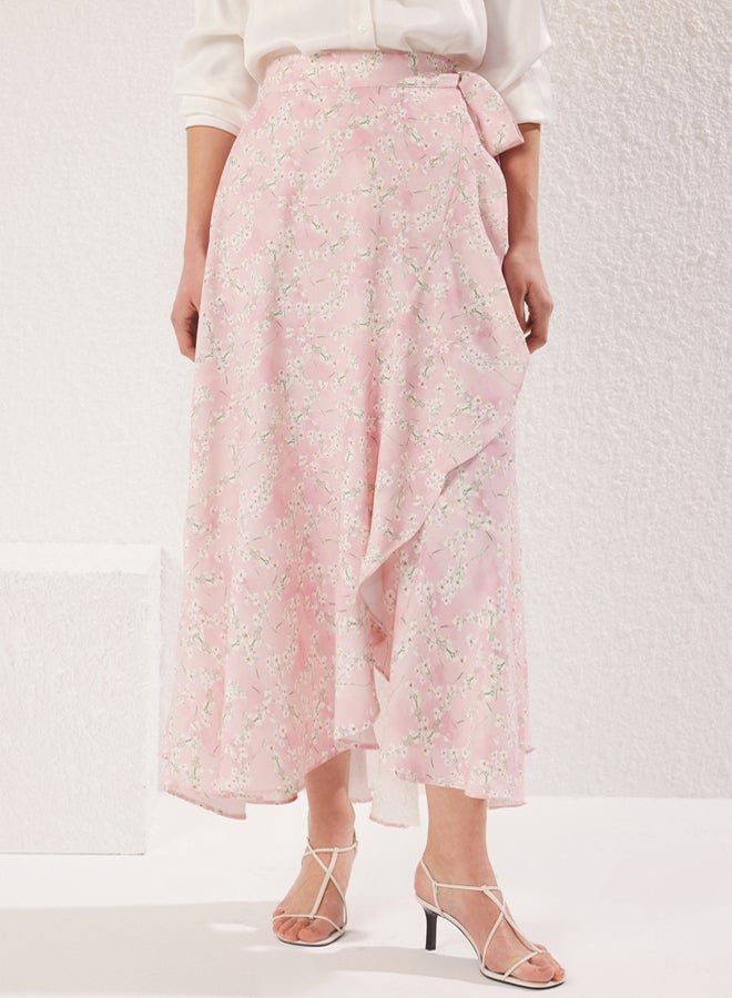 trendyol Powder Floral Double Breasted Woven Skirt - Image 4