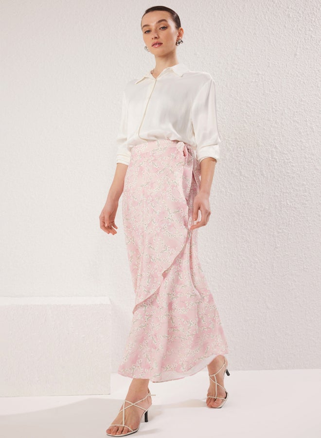 trendyol Powder Floral Double Breasted Woven Skirt - Image 2