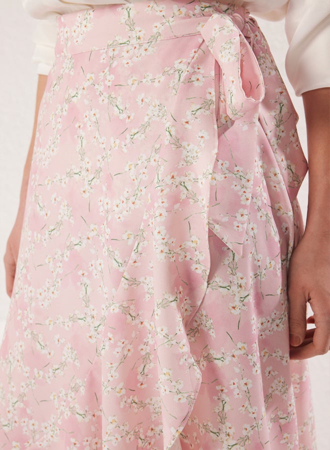 trendyol Powder Floral Double Breasted Woven Skirt - Image 3