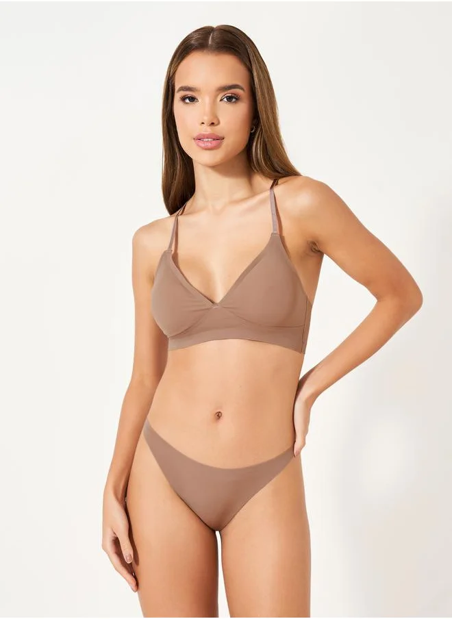 Styli Basic Seamless Padded Bralette and Thongs Set