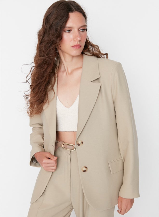 trendyol Limited Edition Mink Regular Lined Woven Blazer Jacket - Image 3