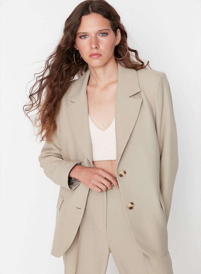 trendyol Limited Edition Mink Regular Lined Woven Blazer Jacket - Image 4