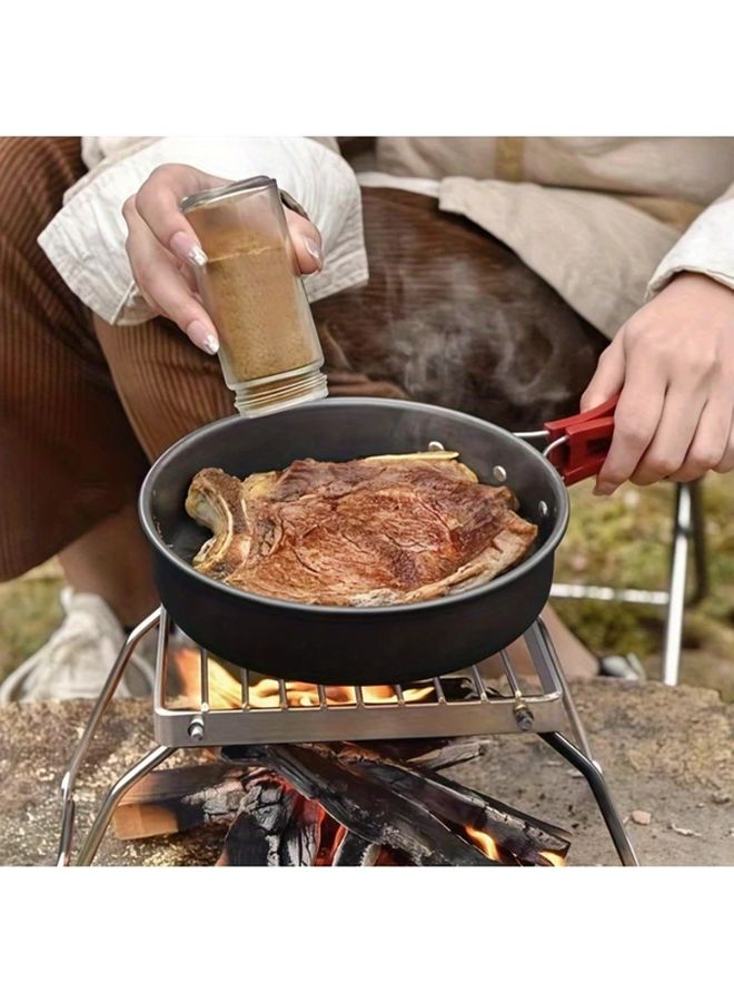 إسكدنيا شواية نار قابلة للطي من الفولاذ المقاوم للصدأ، فضية، للتخييم في الهواء الطلق والتنزه - Image 3