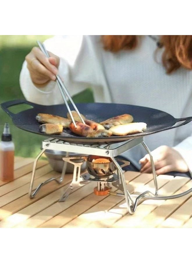 إسكدنيا شواية نار قابلة للطي من الفولاذ المقاوم للصدأ، فضية، للتخييم في الهواء الطلق والتنزه - Image 5