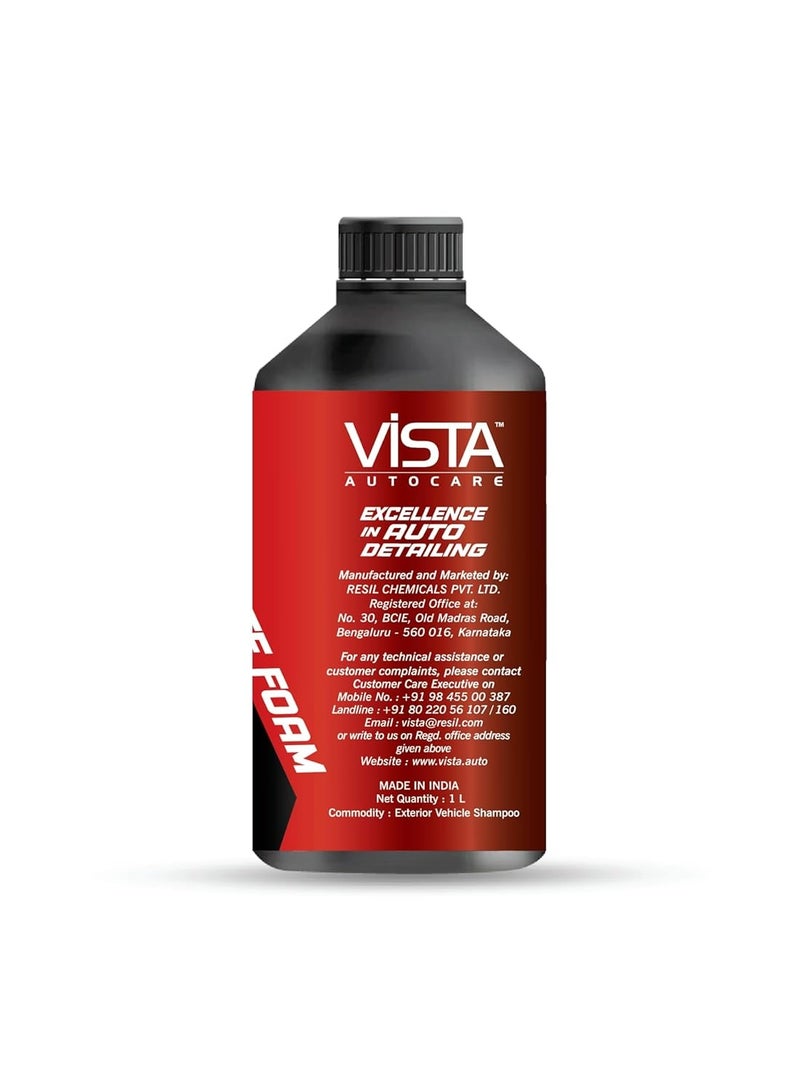 Vista Vista Auto Care Snow Foam Shampoo 1L(1000ml) - pH Balance Formula For Car Bike and All Automotive High Snow Foam Shampoo Paint Safe and Removes Tough Dirt Clean Protect Shine All Purpose Shampoo - Image 2