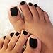 Outyua Black Square Fake Toenails Short Matte Press on Toe Nails Acrylic False Toes Nails with Designs Artificial Summer Beach Full Cover Toenail for Women 24 Pcs (Black) - Image 3