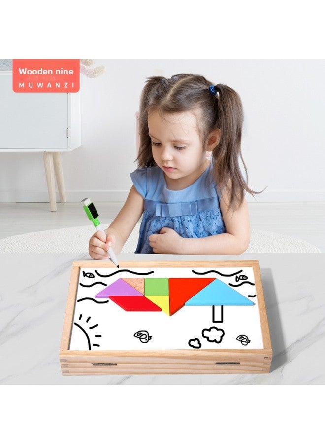 Wooden Marubeni Children's Wooden Magnetic Counting Sketchboard Digital Learning Multifunctional Teaching Aware Box Desktop Game Toy-Color:Early Education Teaching Aids Box - Image 2