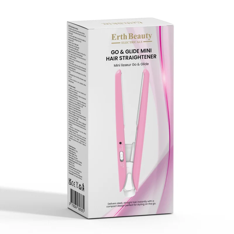 ErthSkin London GO & GLIDE MINI HAIR STRAIGHTENER PINK