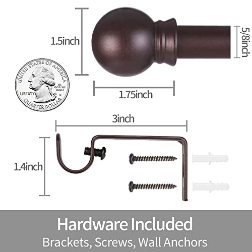 Thestoa Brown Curtain Rods for Windows 48 to 84-92 Inch, Stainless Steel Long Curtain Rods for Bedroom, Living Room, Kitchen, Farmhouse, Outdoor Brown - Image 3
