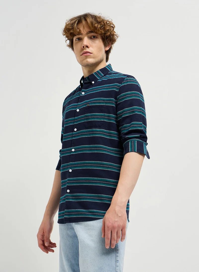 THE BEAR HOUSE Cotton Shirt for Men | Slim Fit, Long Sleeve, Casual or Formal Button-Down | Soft, Breathable Fabric for Work, Everyday, & All-Season Wear in Stylish Colors, Navy Blue, Size - S - XXL, (Real)