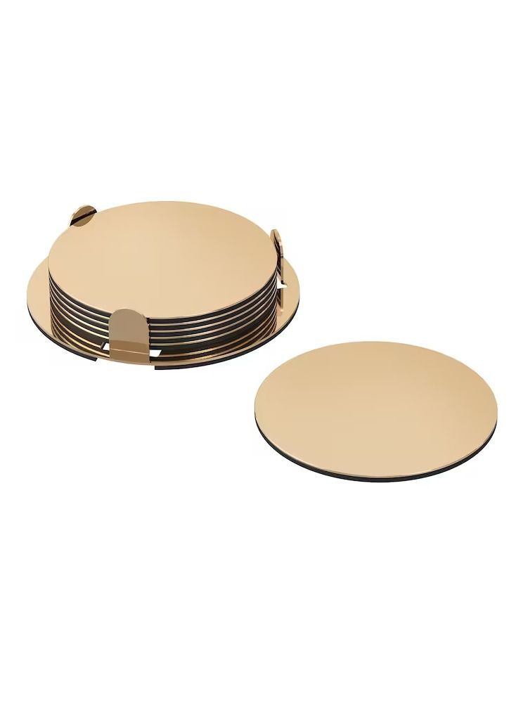 Coasters with holder, brass-colour8.5 cm - Image 1