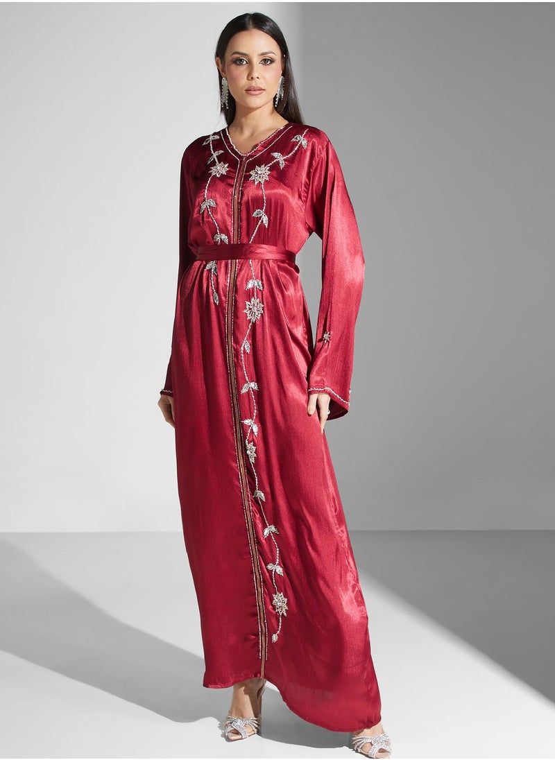 hayas closet - Embellished Belted Jalabiya - Image 1
