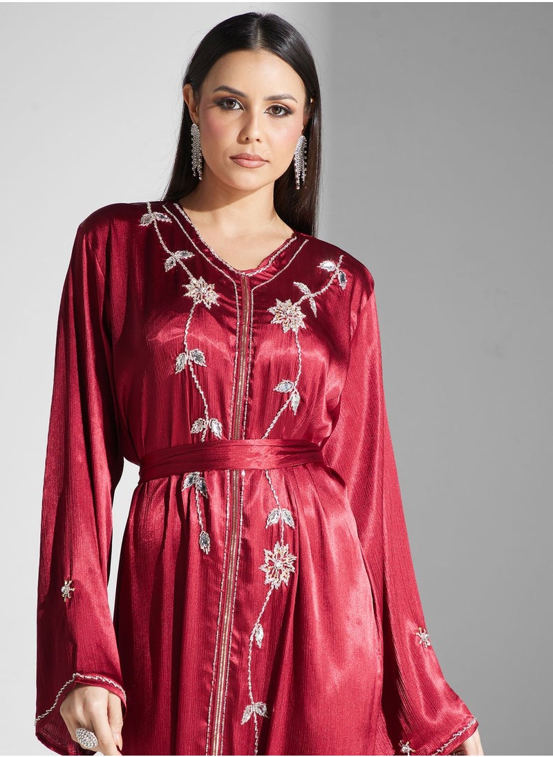 hayas closet - Embellished Belted Jalabiya - Image 1