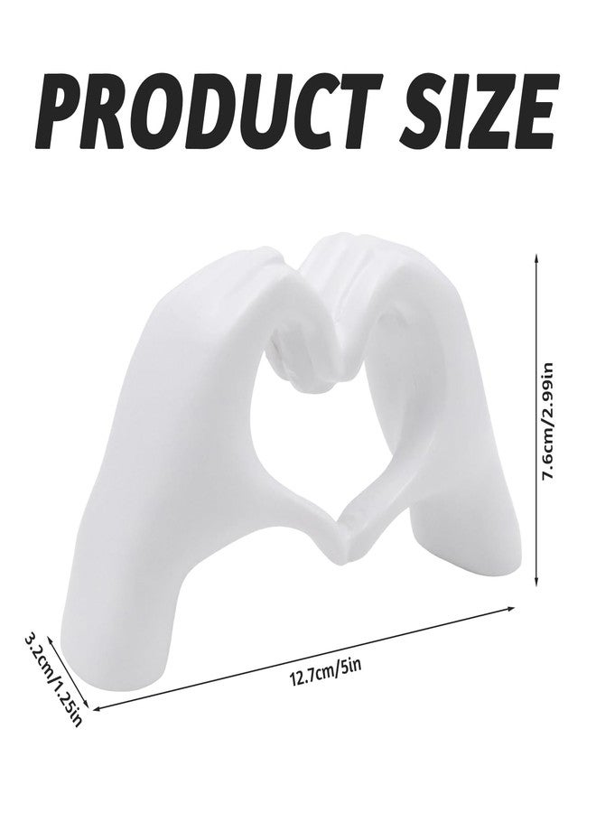 JLNGTHONG Heart Hands Sculpture, White Small Hands Love Ornaments for Shelf Decor Home Desktop Ornament, Love Finger Statue Modern Unique Decor Dresser Decor for Wedding Christmas Birthday Valentine's Day - Image 2