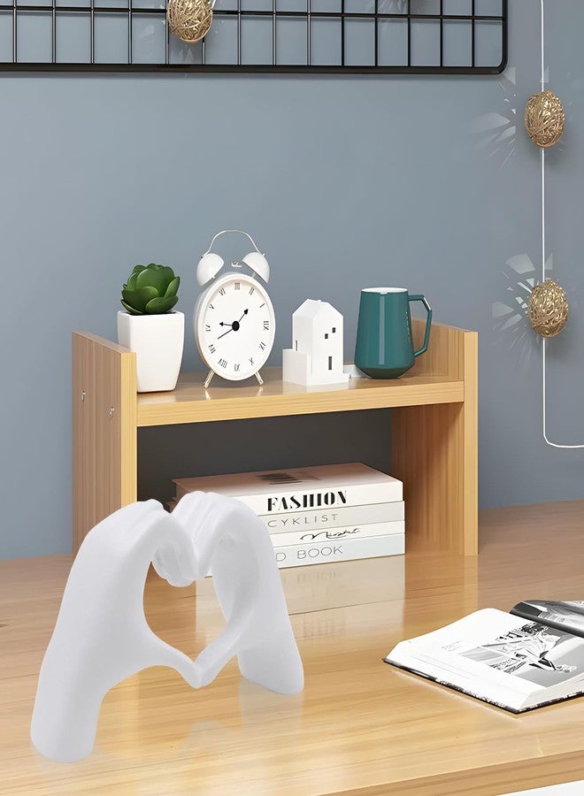 JLNGTHONG Heart Hands Sculpture, White Small Hands Love Ornaments for Shelf Decor Home Desktop Ornament, Love Finger Statue Modern Unique Decor Dresser Decor for Wedding Christmas Birthday Valentine's Day - Image 3