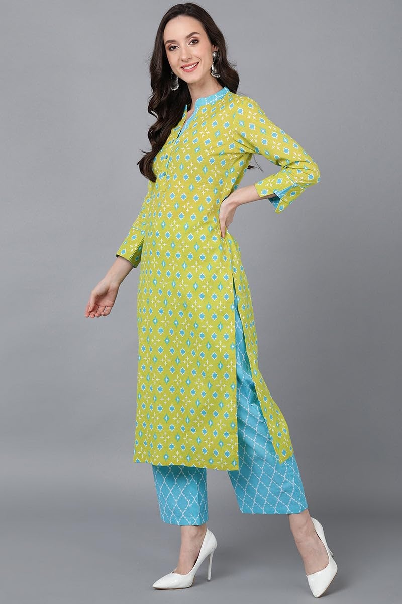 Vaamsi Women's Printed Kurta Palazzos With Dupatta (VKSKD1566_XS_Light Green) - Image 4