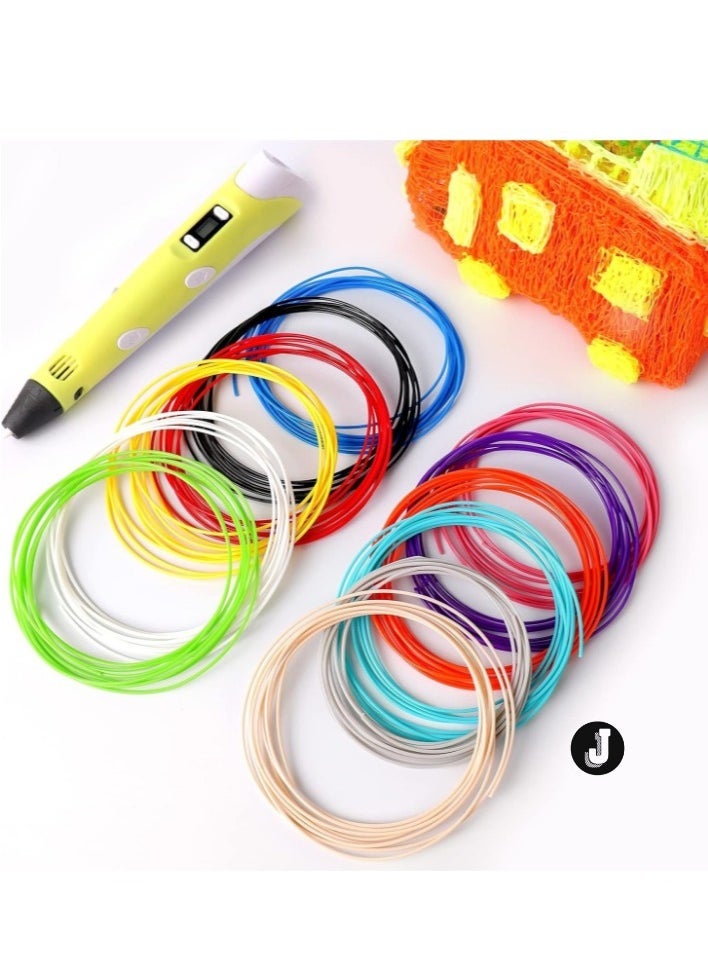 JAJEEK "3D Printer Pen Set for Kids & Adults - Includes 12 Colors of PLA Filament (1.75mm, 3m Each) - Model 02A Yellow" - Image 2
