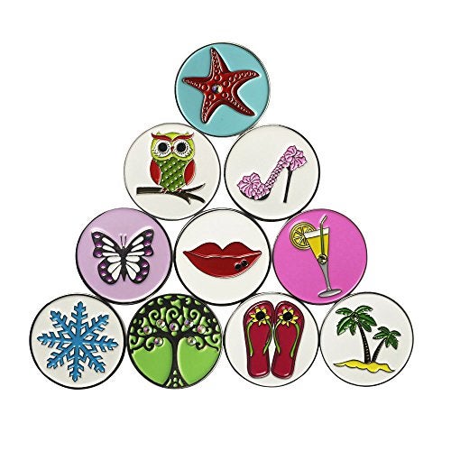 PINMEI Lot of 10 Golf Ball Markers Assorted Patterns - Soft Enamel Technique - Image 5