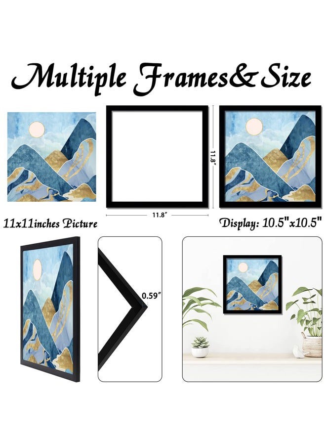 keibiubu Black Picture Frame, 11x11 Picture Frame for Square Photo Poster Canvas Certificate Document Display Horizontally or Vertically High Transparent Wall Gallery(Size 11 x 11 inches) - Image 3