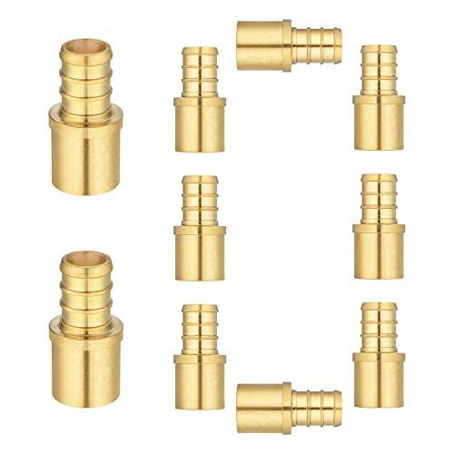 Lidertik (10 Pack) Lidertik Copper to Pex Fittings 1/2 inch, 1/2" Pex F1807 x 1/2" Male Sweat Adapter Brass - Image 1