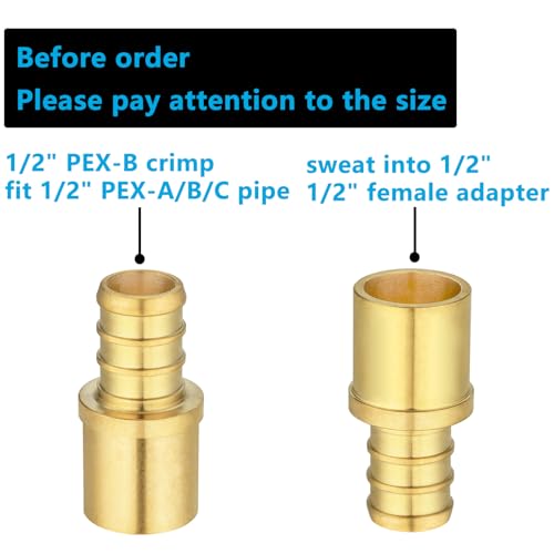 Lidertik (10 Pack) Lidertik Copper to Pex Fittings 1/2 inch, 1/2" Pex F1807 x 1/2" Male Sweat Adapter Brass - Image 2