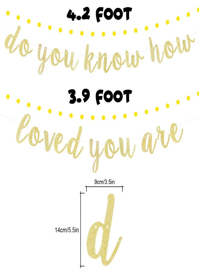 LINGTEER Do You Know How Love You Are Gold Glitter Cursive Script Bunting Banner Sweet Baby Shower Birthday Party Decoration Nursery Room Wall Sign - NO DIY REQUIRED - Image 2