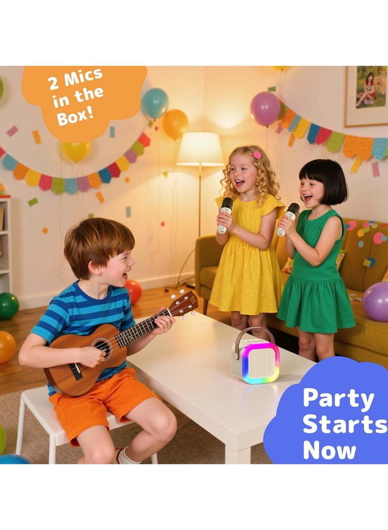 هامزون جهاز كاريوكي صغير، مكبر صوت بلوتوث محمول مع 2 ميكروفون لاسلكي وأضواء حفلات LED للأطفال والكبار، هدية عيد ميلاد مثالية للأولاد والبنات، حفلة منزلية عائلية ممتعة - Image 2